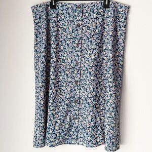 LC Lauren Conrad Button Front Midi Floral Skirt